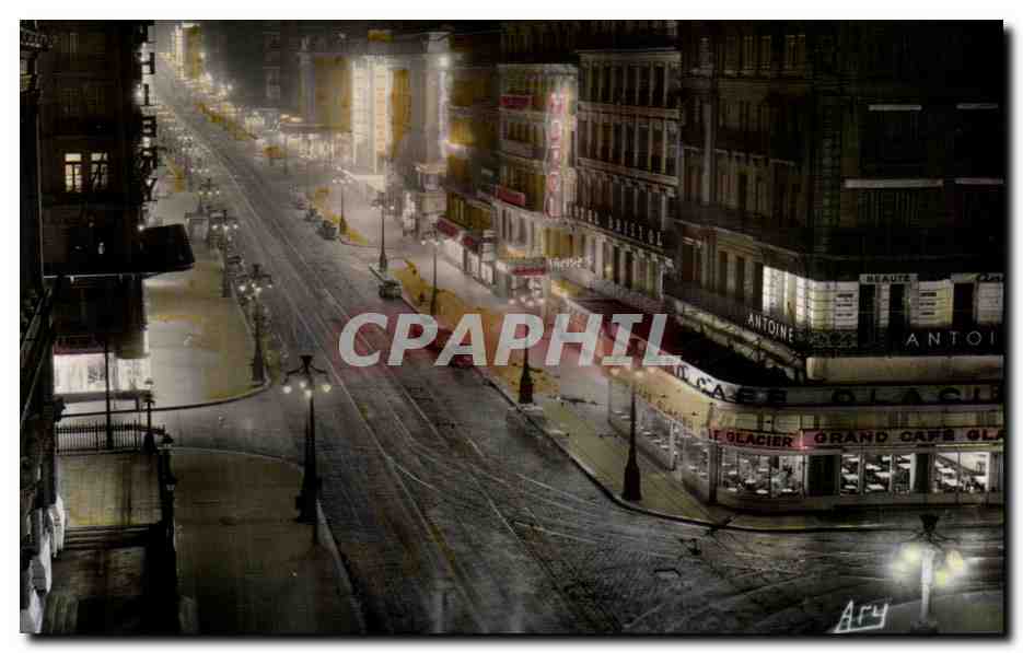 CPA Marseille La Nuit La Canebiere