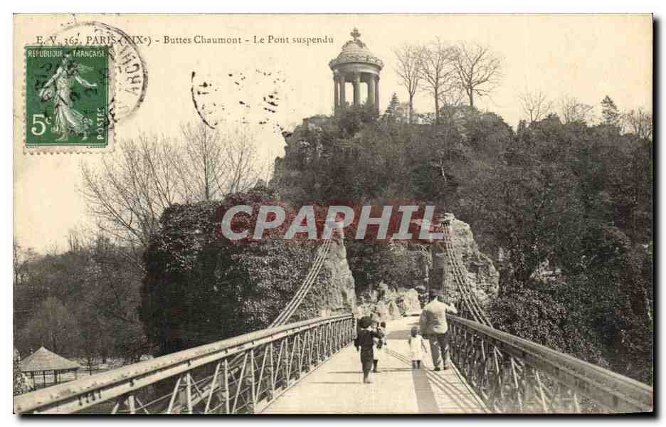 CPA Paris Buttes Chaumont Lac Pont suspendu