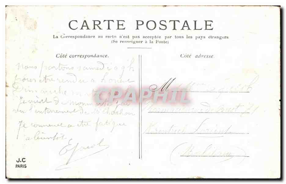 CPA Paris les Invalides — Verso