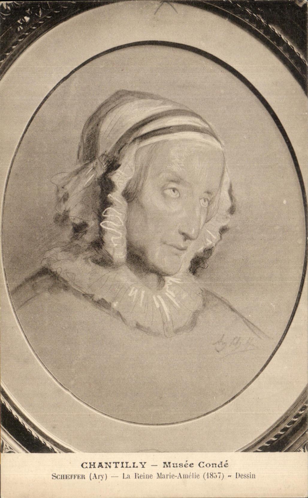 Chantilly — Musée Condé — Dessin de Scheffer (Ary) — La Reine Marie-Amélie (1857)