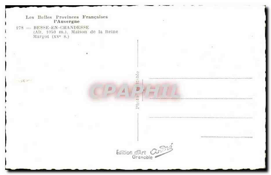 CPA Besse En Chandesse Maison de la reine Margot — Rückseite