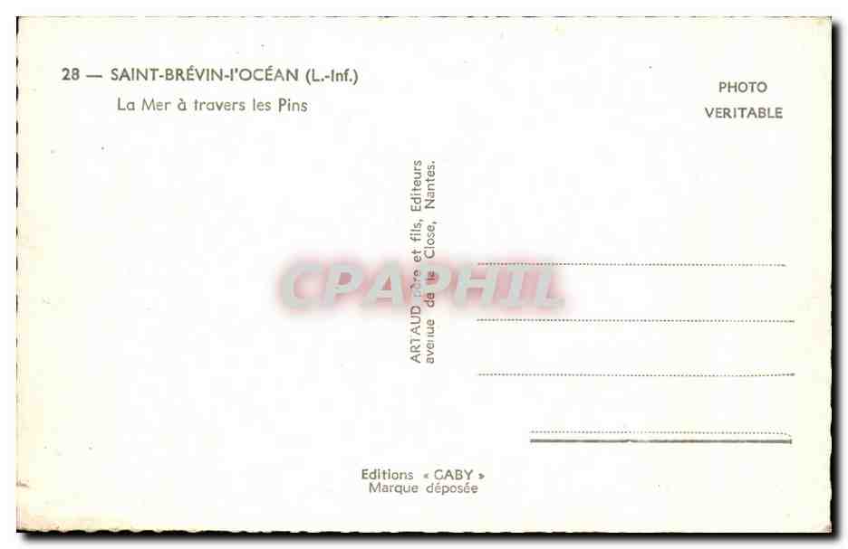CPA Saint Brevin I'Ocean La Mer a travers les Pins — Rückseite