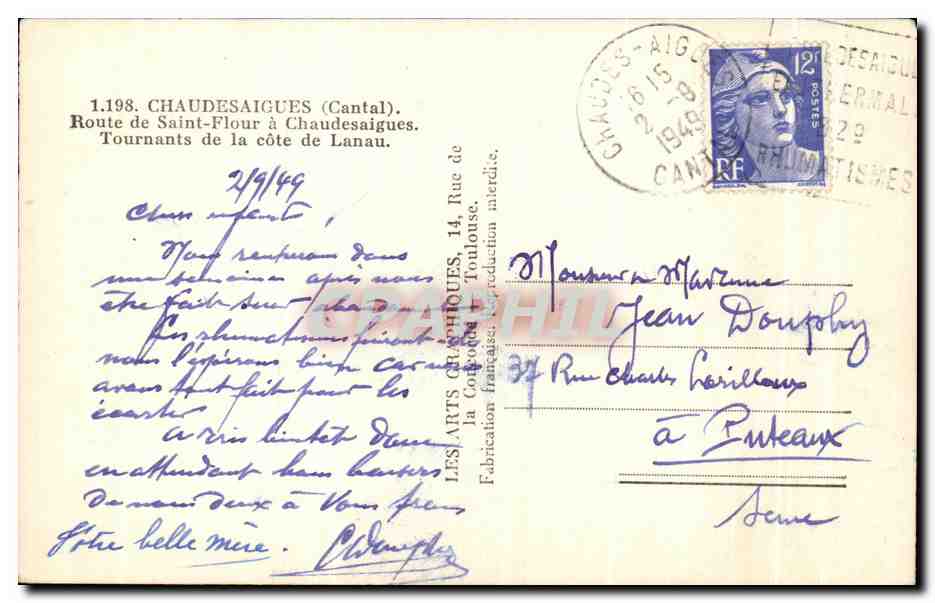 Route de Saint-Flour à Chaudesaigues — Tournants de la côte de Lanau — ARGRA — Reverso