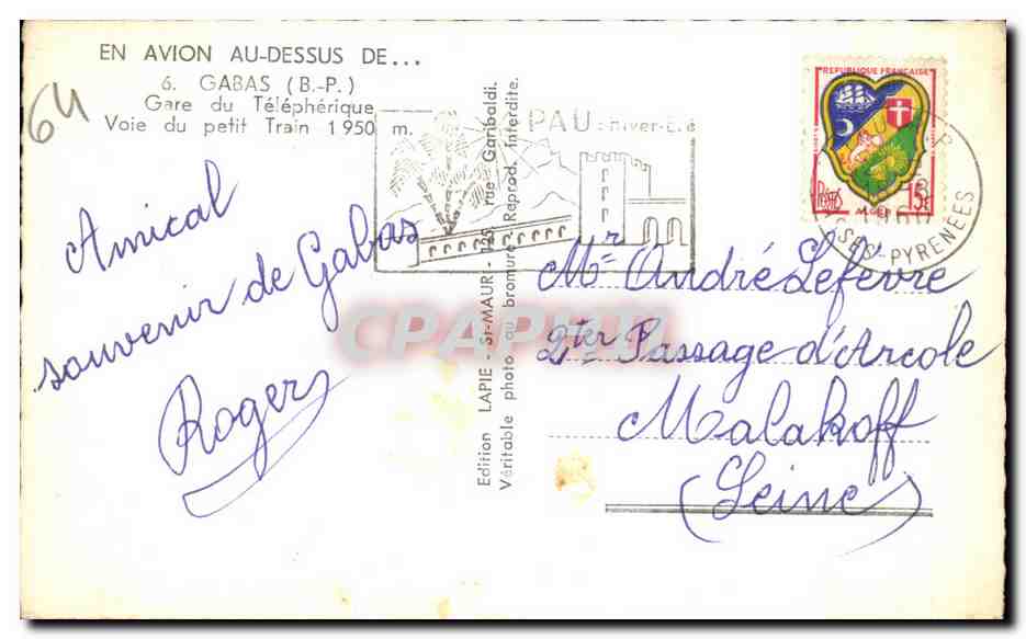 Gare du petit train télephérique à Gabas — Édition Lapie - St-Maur — Service Aérien — Reverso