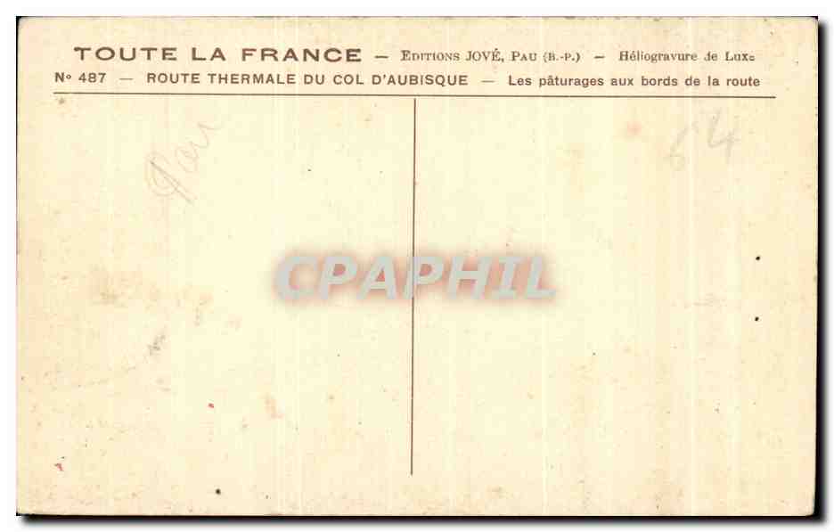 Route thermale du col d'Aubisque — Les pâturages aux bords de la route — Éditions Jové, Pau (B.P.) — Reverso