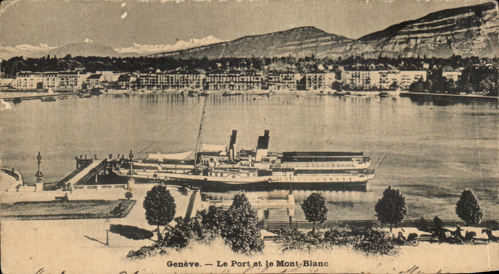 CPA Geneve Le Port Et Le Mont Blanc