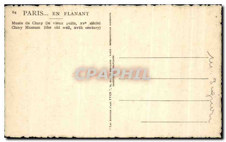 CPA Paris En Flanant Musee De Cluny le vieux puits — Rückseite