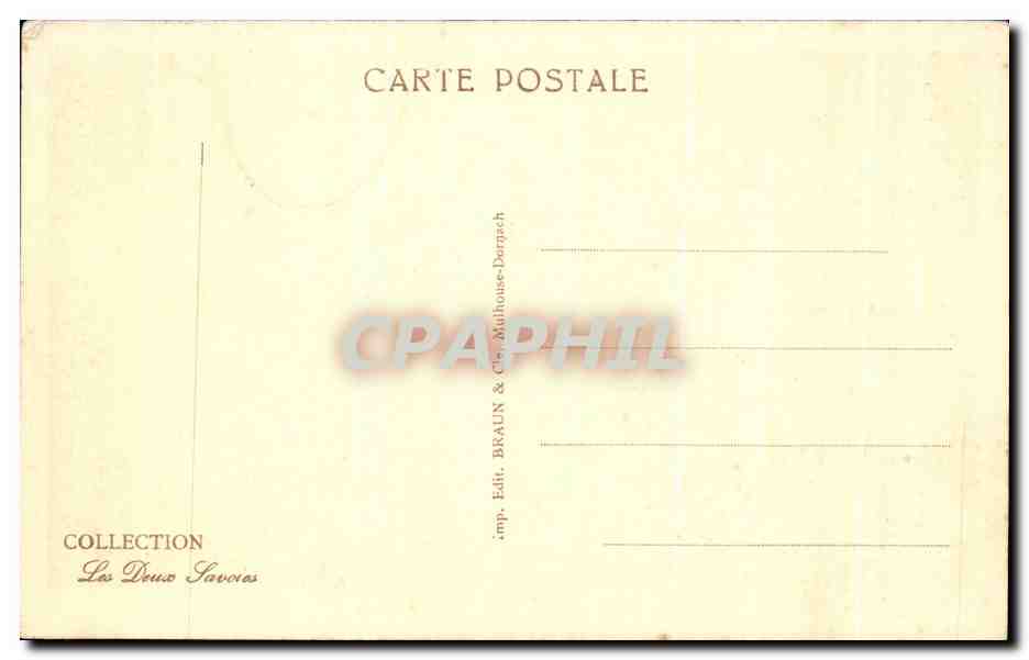 Lac d'Annecy — Coucher de soleil — Collection Les Deux Savoies, éditeur Braun & Cie, Mulhouse-Dornach — Verso