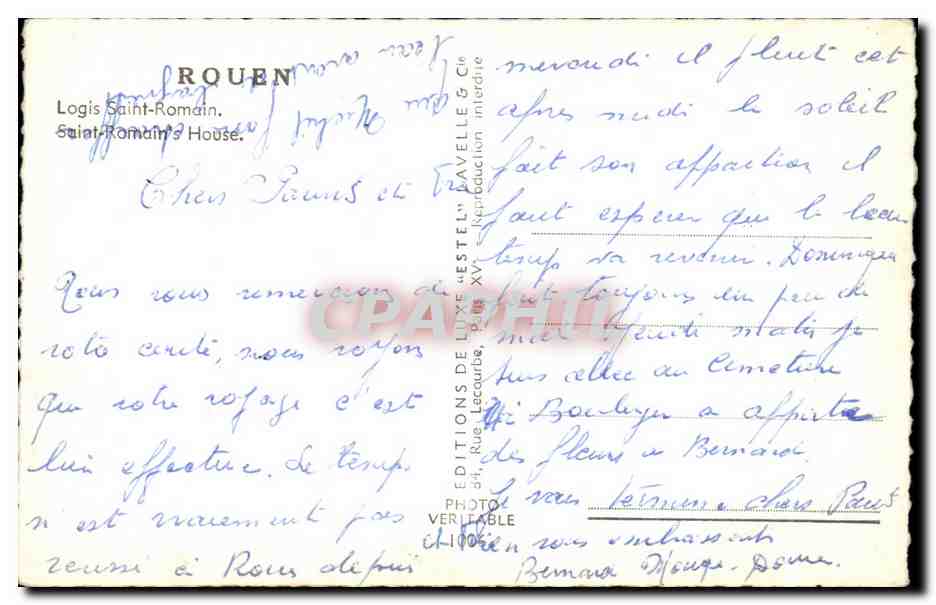 CPSM Rouen Logis Saint Romain  — Verso