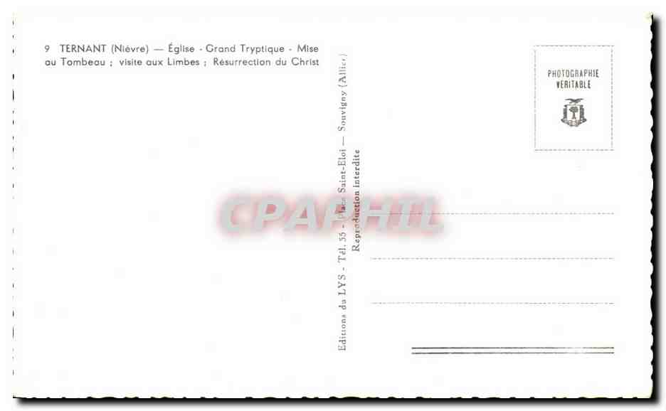 CPSM Ternant Eglise Grand Tryptique Mise au Tombeau visite aux LImbes  — Rückseite