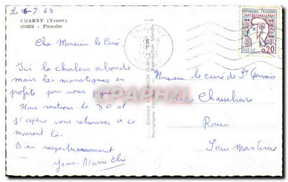 CPSM Charny Plenoise — Back