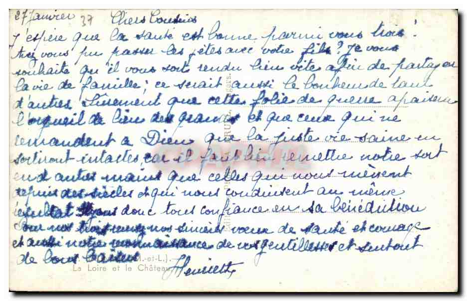 CPA La Loire et le Chateau Saumur — Rückseite