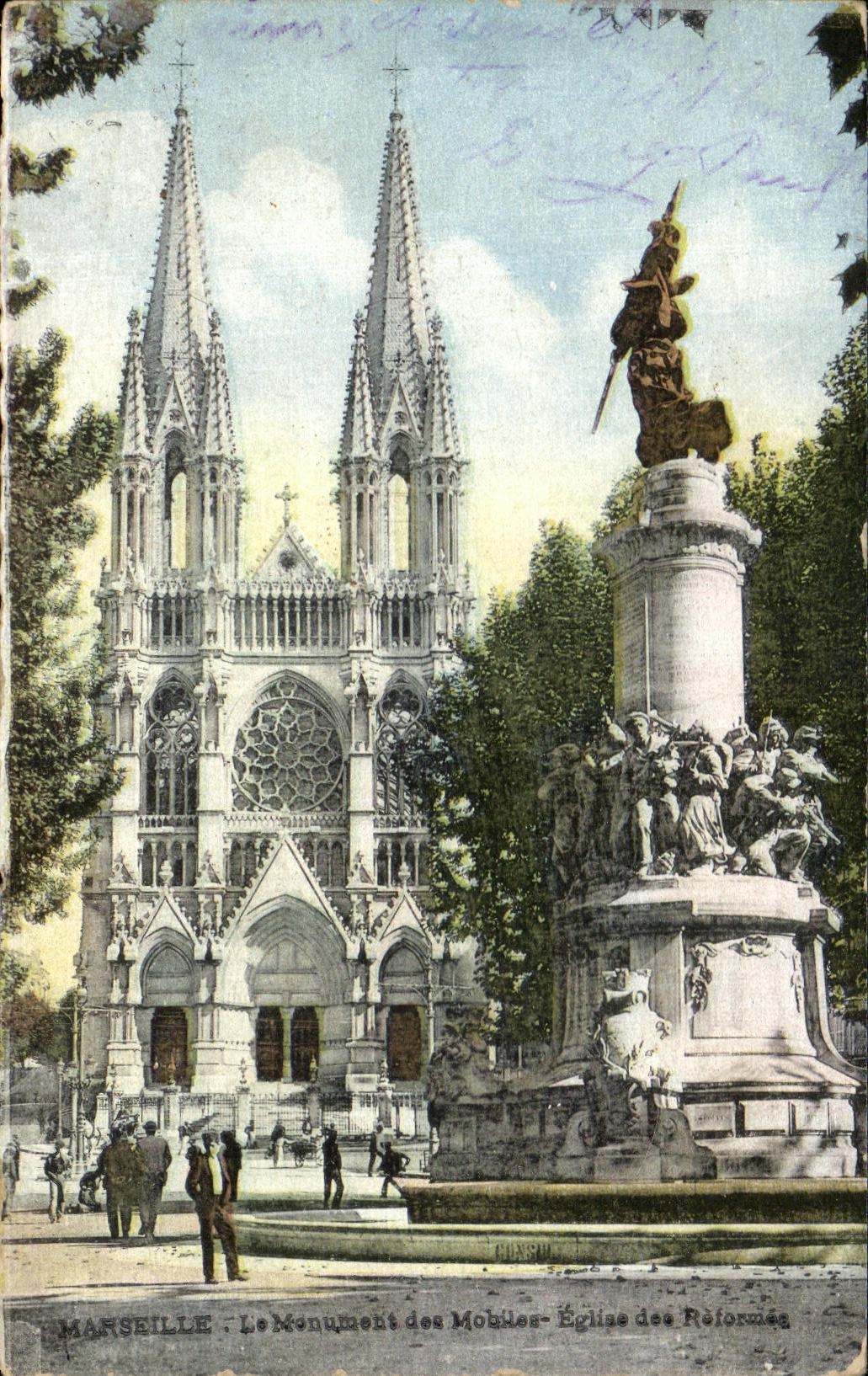 CPA Marseille Le Monument des Mobiles Eglise des Reformes