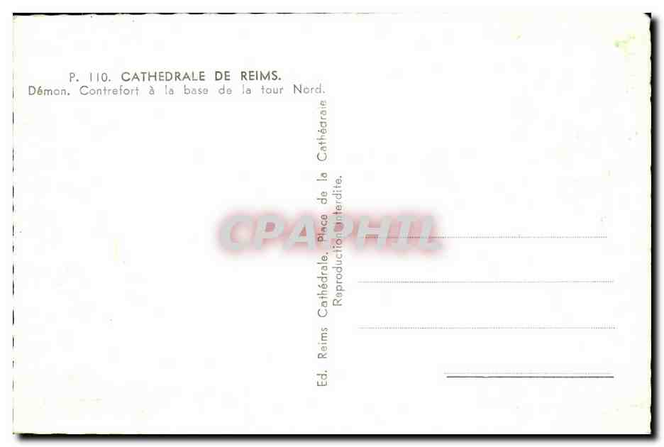 Démon — Contrefort à la base de la tour Nord — Cathédrale de Reims — Rückseite