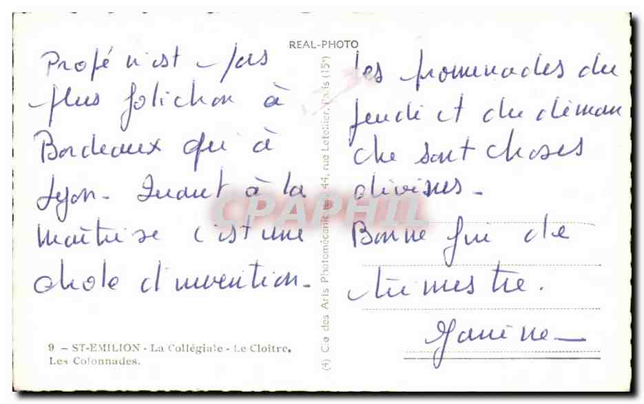 Les Colonnades — ST-EMILION — La Collégiale — Le Cloître — éditeur Cap — Verso
