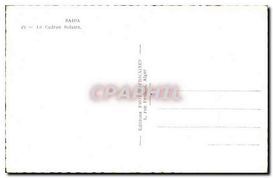 CPA Saida Le Cadran Solaire algerie — Rückseite