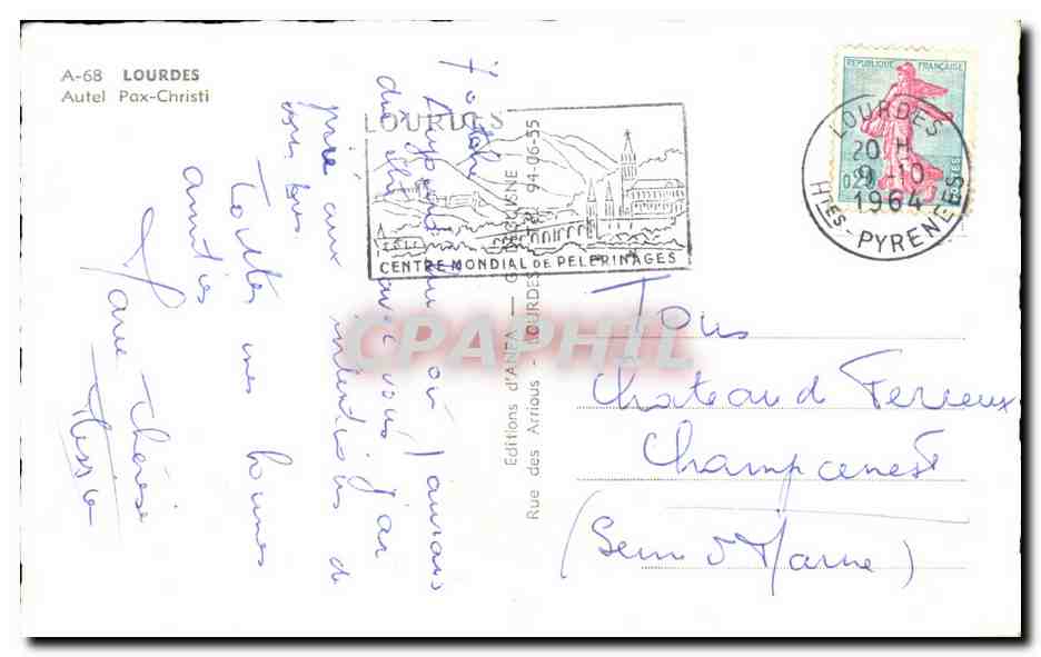 CPA Lourdes Autel Pax Christi — Verso