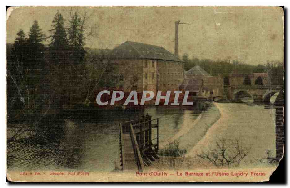 CPA Pont d'Ouilly Le Barrage et l'Usine Landry Freres (carte toilee)