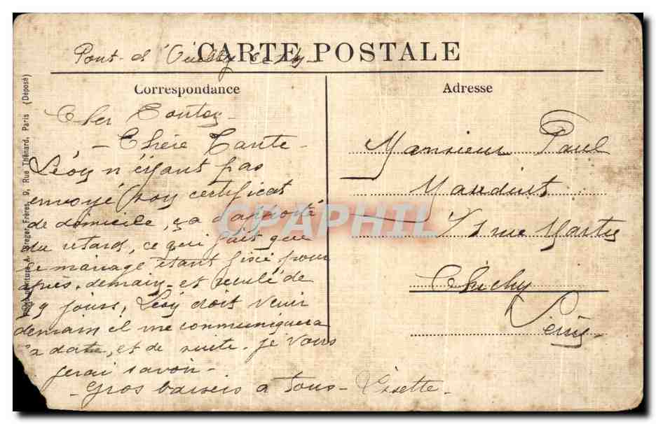 CPA Pont d'Ouilly Le Barrage et l'Usine Landry Freres (carte toilee) — Rückseite