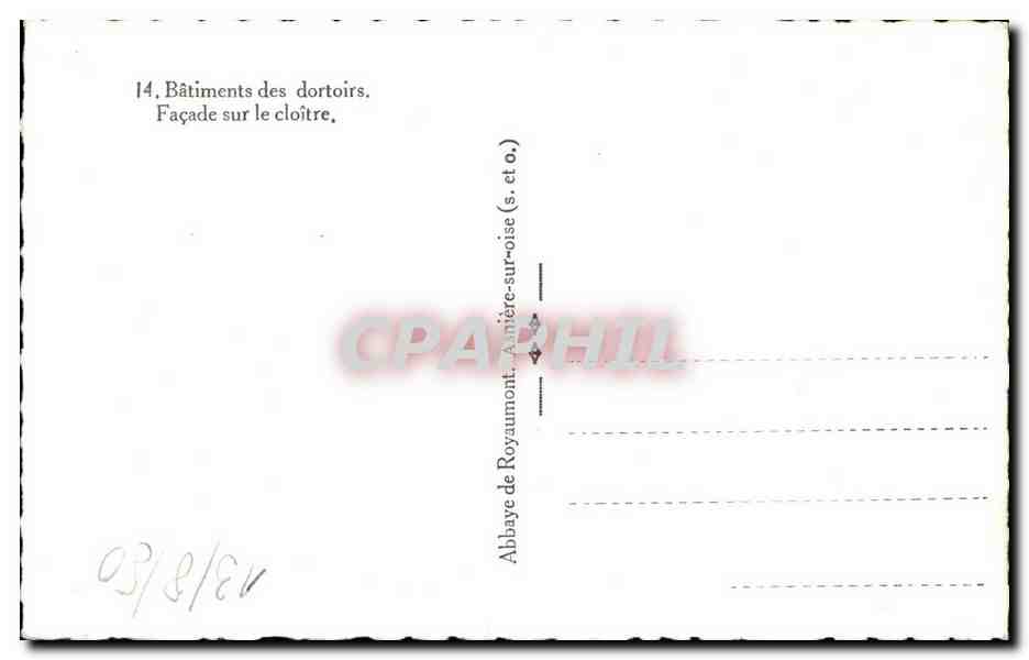 CPA Abbaye de Royaumont Amiere sur Oise — Back