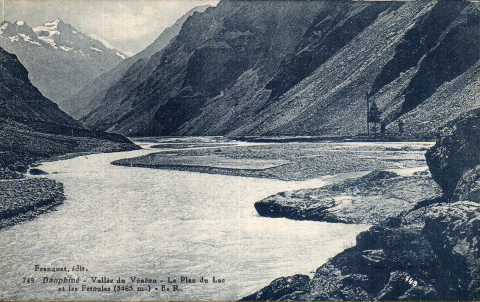 Vallée du Vézéon - Le Plan du Lac et les Fétoules (3465 m.) — Franquet, édit. n° 749