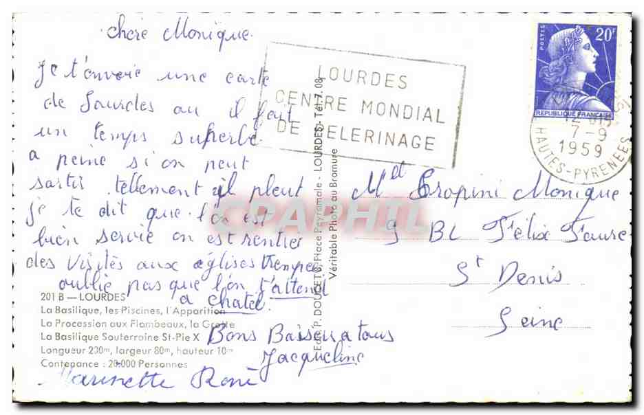 CPA Lourdes — Verso