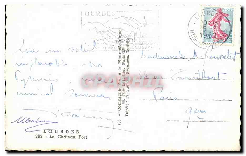 CPA Lourdes Le Chateau Fort — Verso