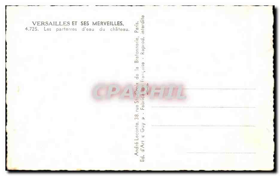 CPA Versailles Et ses Merveilles Les Parterres D'Eau du Chateau — Verso