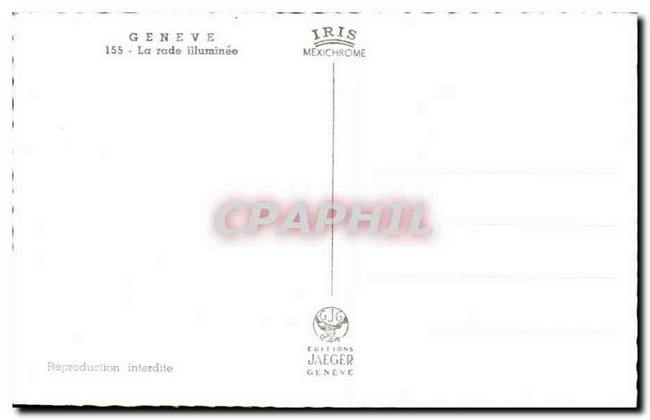 CPA Geneve La rade Illuminee — Rückseite
