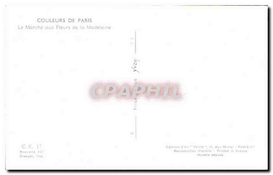 CPA Couleurs De Paris Le Marche aux Fleurs de la Madeleine — Verso