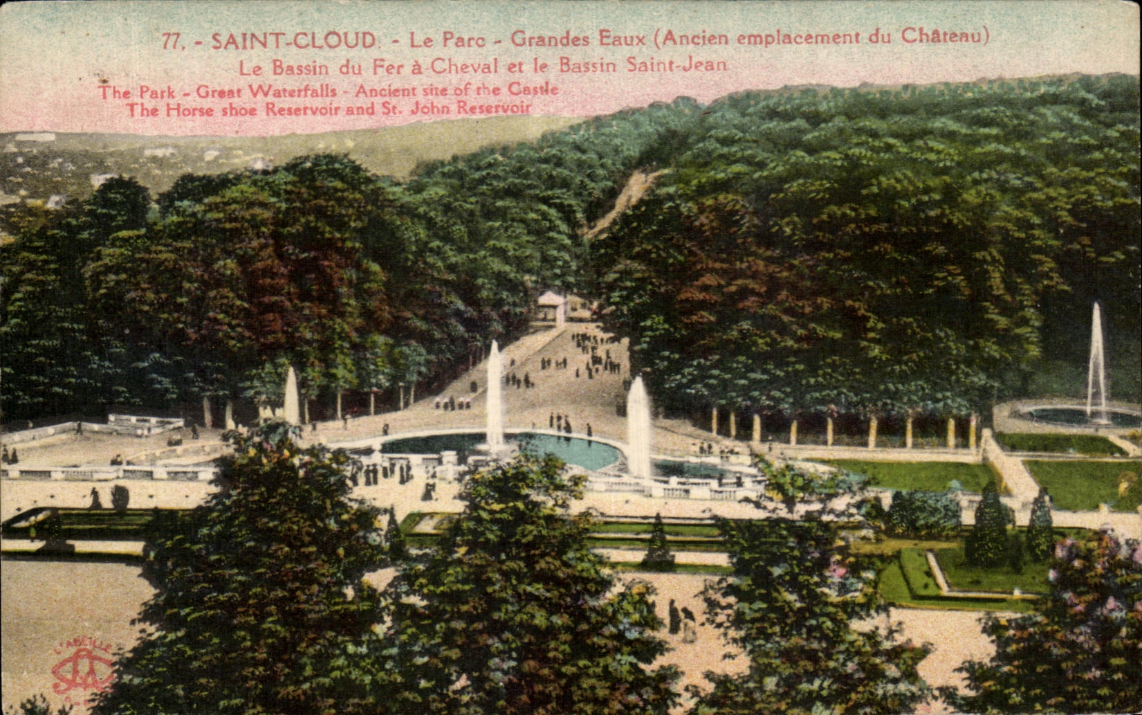 CPA Saint Cloud Le Parc Grandes Eaux Le Bassin du Fer a Cheval et le Bassin Saint Jean