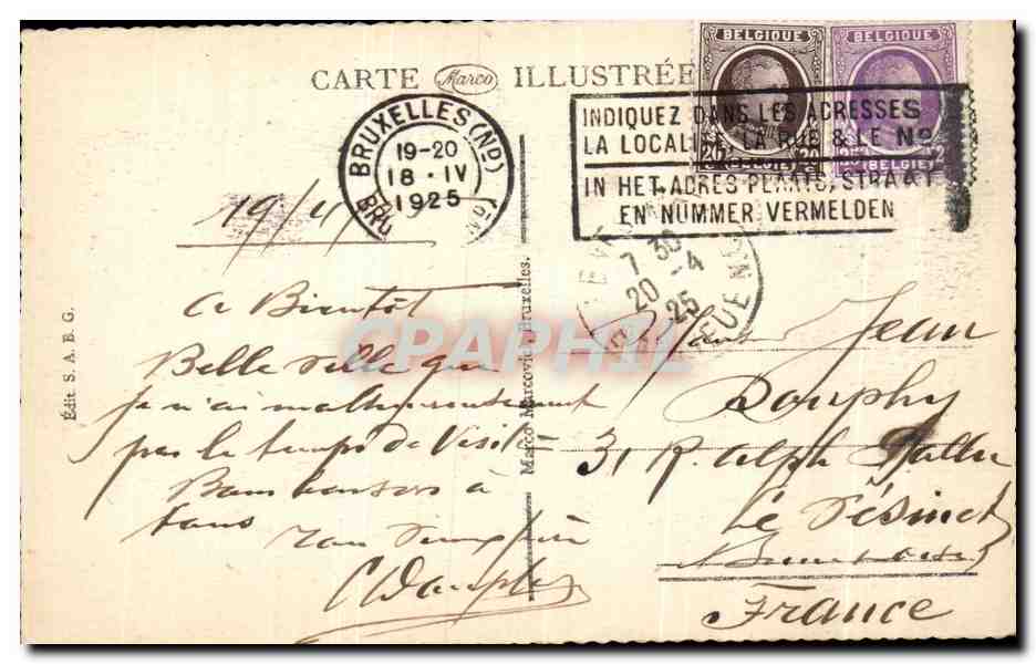 CPA Bruxelles Eglise Sainte Gudule — Verso