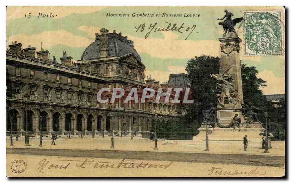 CPA Paris Monument Gambetta Et Nouveau Louvre (carte toilee)