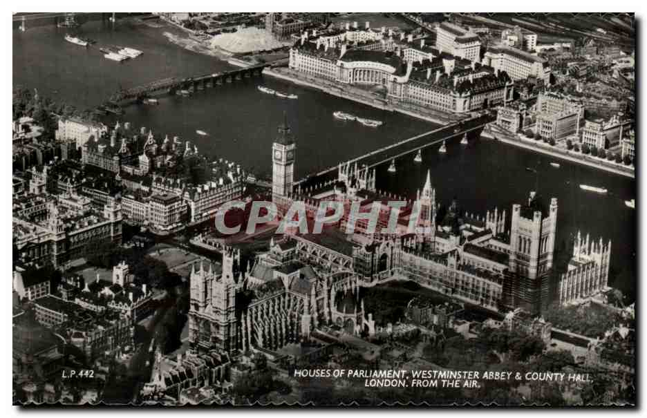 CPA Houses Of Parliament Westminster Abbey County Hall London Drom The Air