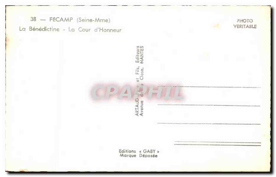 CPA Fecamp La Benedictine La Cour D'honneur — Rückseite