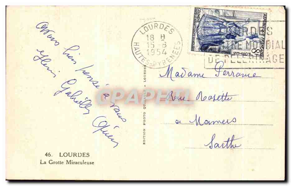 CPA Lourdes La Grotte Miraculeuse — Verso