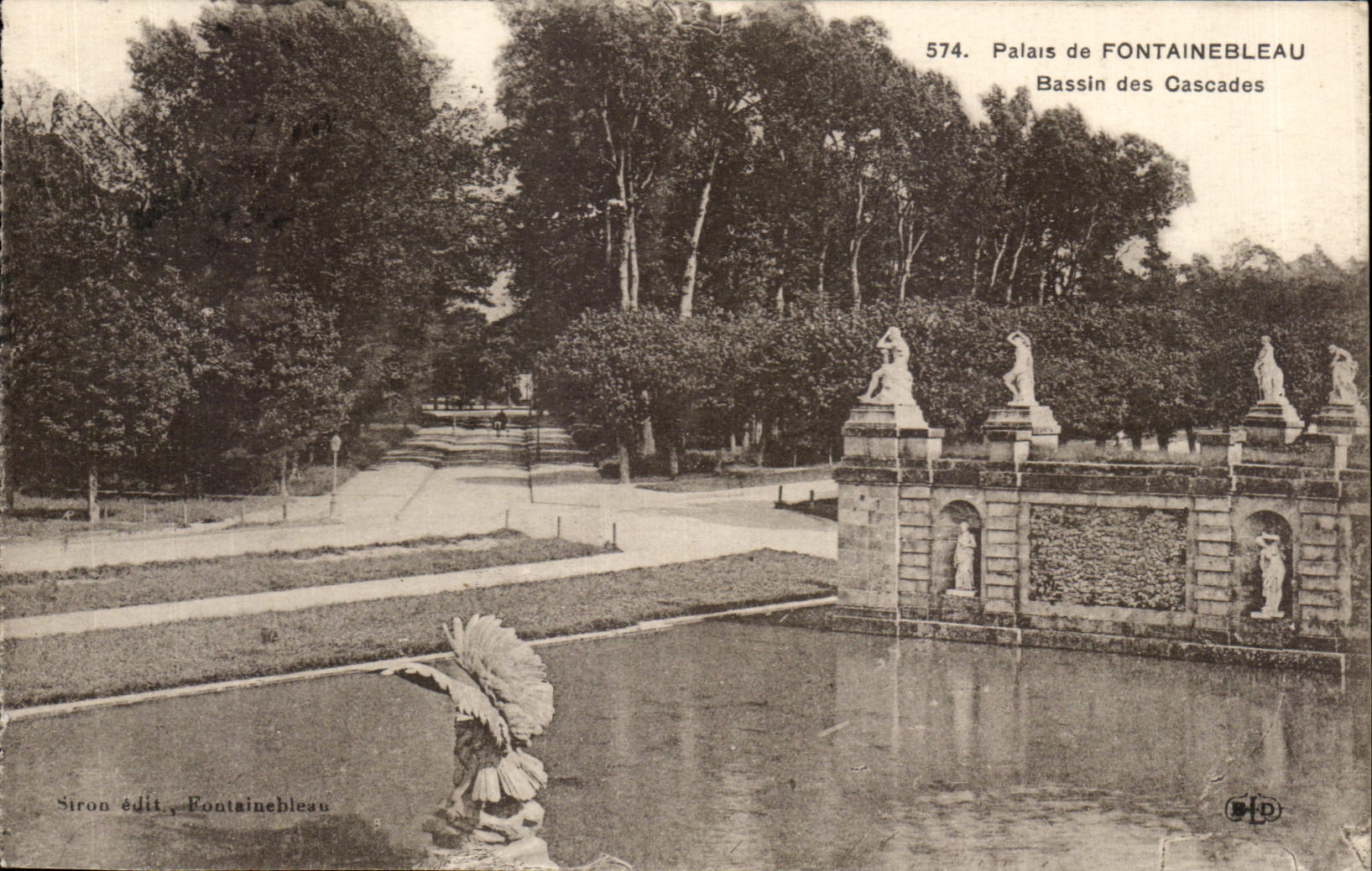 Palacio de FONTAINEBLEAU — Piscina de las Cascadas — editorial Siron n°574