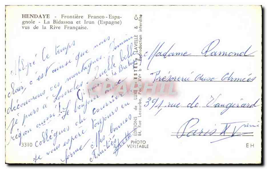 Hendaye - Grenze Frankreich-Spanien - La Bidassoa und Irun (Spanien) von der französischen Seite gesehen — Estel — Rückseite
