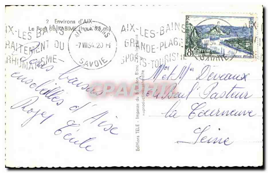 CPA Environs d'Aix Le Pont de l'abime  — Verso
