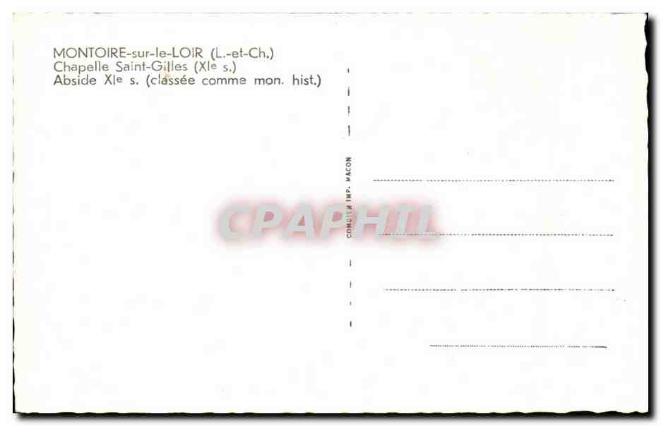 Montoire-sur-le-Loir — Chapelle Saint-Gilles (XIIe s.) — Cimé, impr. Macon — Reverso