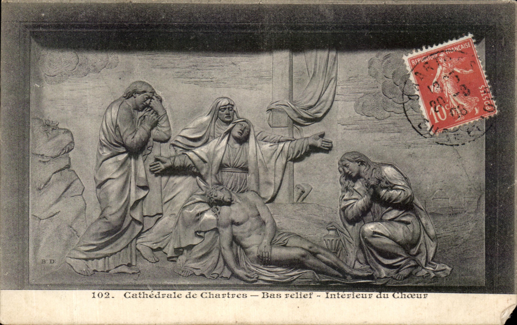 CPA Cathedrale de Chartres Bas relief Interieur du Choeur