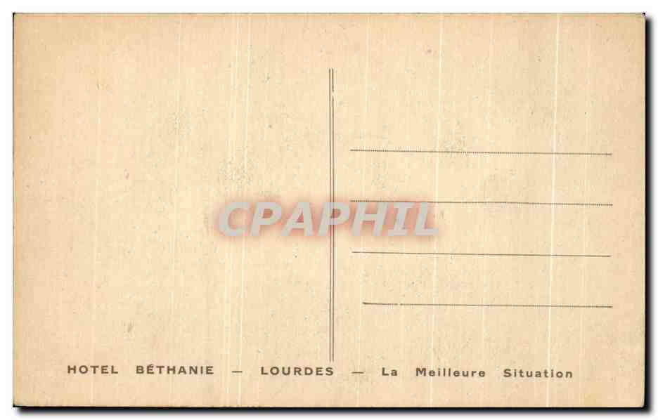 CPA Lourdes Hotel Bethanie — Verso