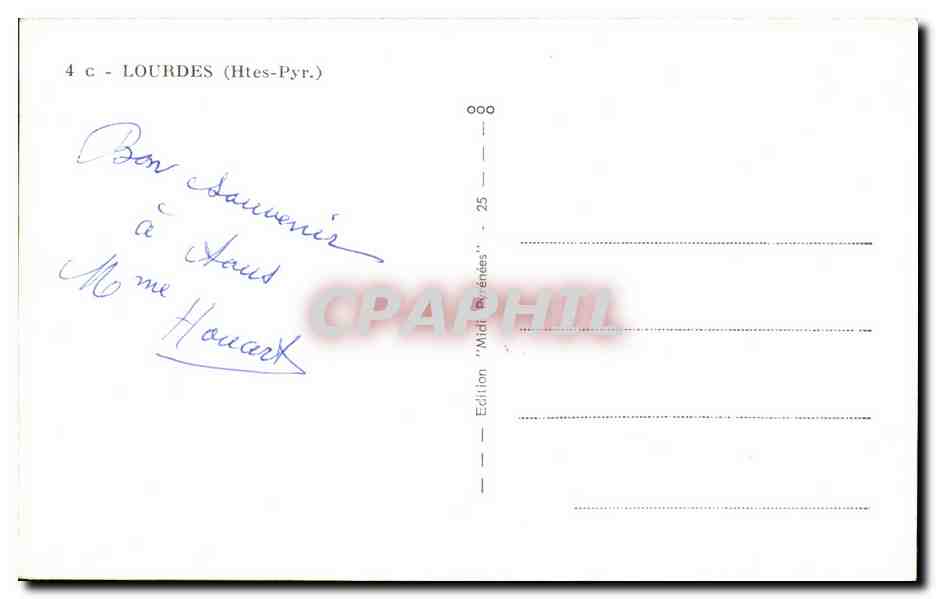 CPSM Lourdes  — Verso