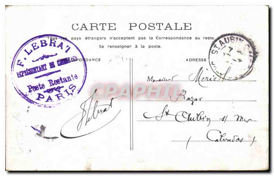 CPA Paris Hotel de Ville — Verso