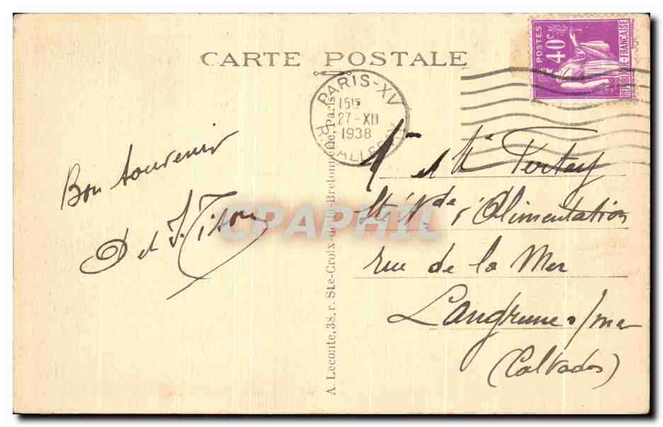 CPA Paris Sacre coeur Montmartre — Rückseite