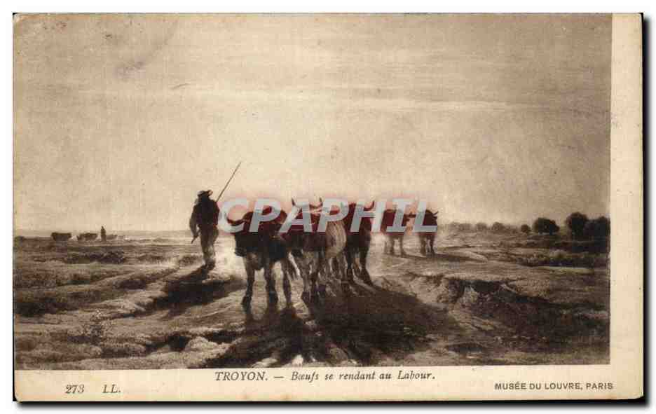 CPA Troyon Boeufs se rendant au Labour Musee Du Louvre Paris