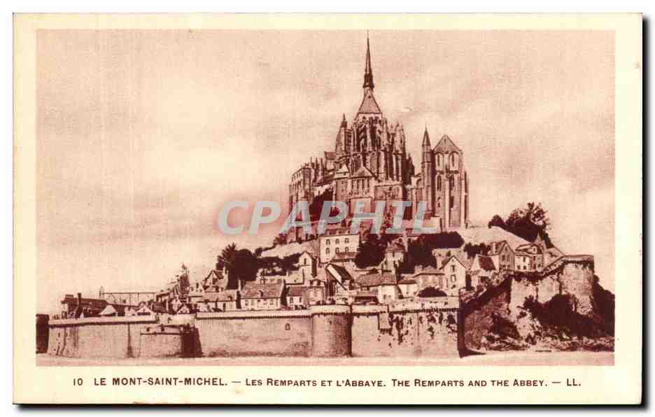 CPA Le Mont Saint Michel Les Remparts Et L'Abbaye 