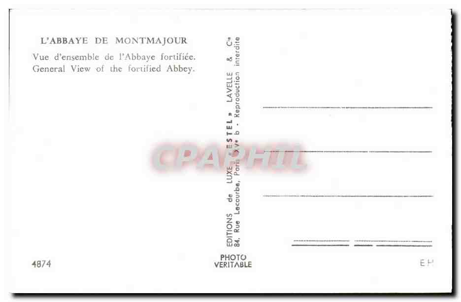 L'Abbaye de Montmajour — Vue d'ensemble de l'abbaye fortifiée — Éditions de Luxe Estel, n° 4874 — Reverso