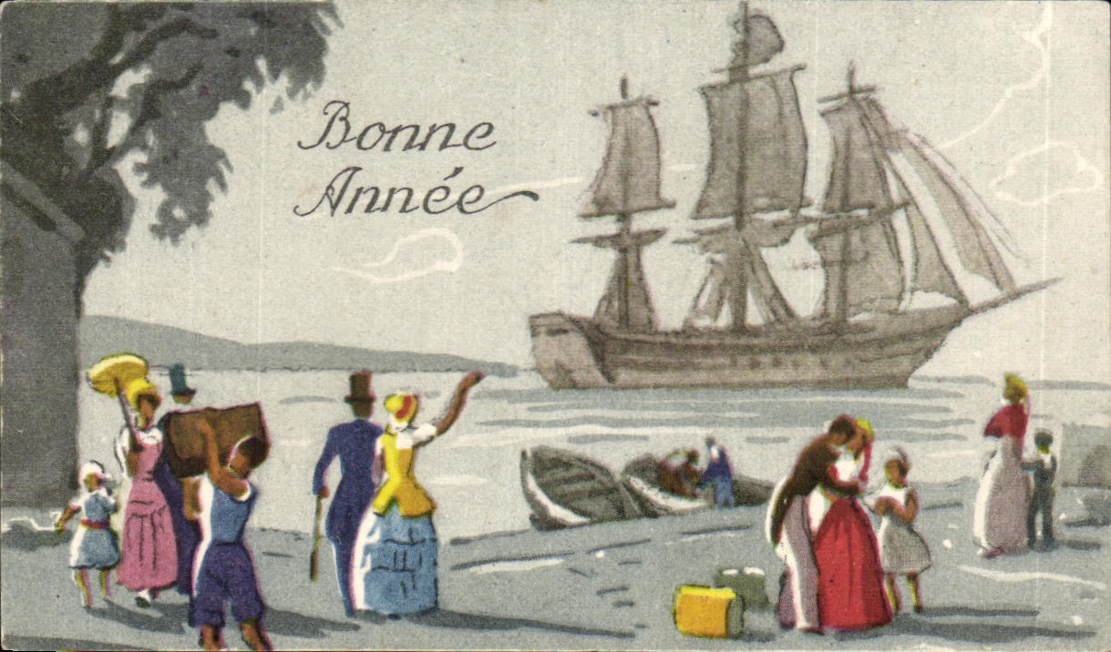 CPA Bonne Annee Bateau