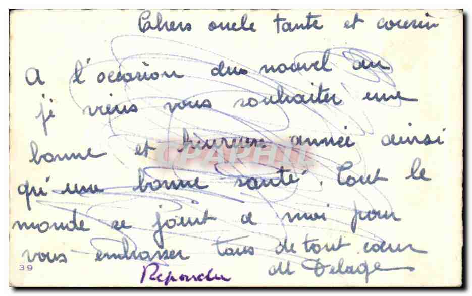 CPA Bonne Annee Ski Bonhomme de neige  — Verso